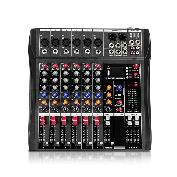 XTUGA CT60X 6-Channels Audio Mixer DJ Mixing Console with 48V Power Supply(EU Plug) - Live Sound Effects Processors by XTUGA | Online Shopping South Africa | PMC TechLife | Buy Now Pay Later Mobicred