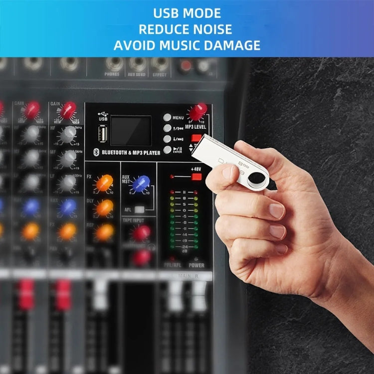 XTUGA CT60X 6-Channels Audio Mixer DJ Mixing Console with 48V Power Supply(EU Plug) - Live Sound Effects Processors by XTUGA | Online Shopping South Africa | PMC TechLife | Buy Now Pay Later Mobicred