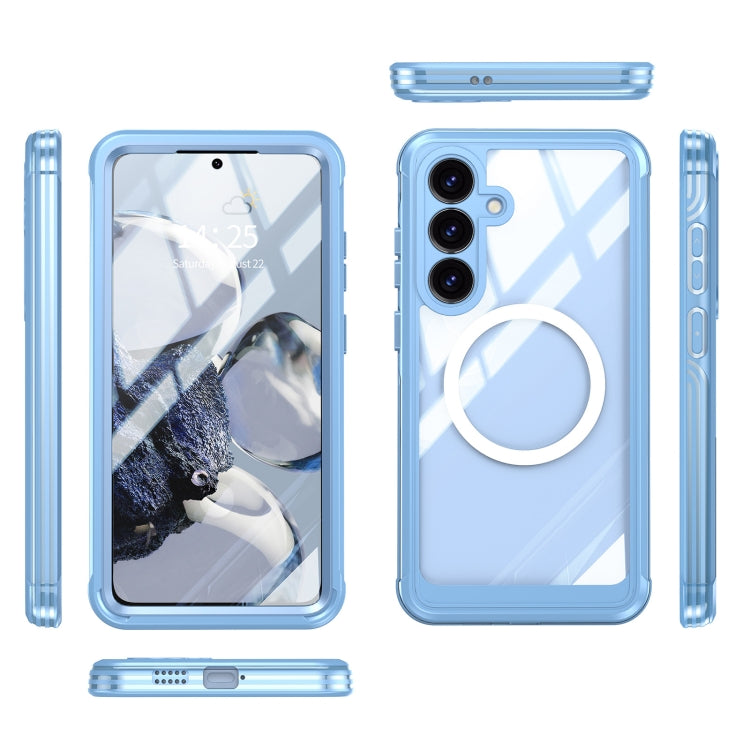 For Samsung Galaxy S25+ 5G Tempered Glass MagSafe Phone Case(Sky Blue) - Galaxy S25+ 5G Cases by PMC Jewellery | Online Shopping South Africa | PMC Jewellery | Buy Now Pay Later Mobicred