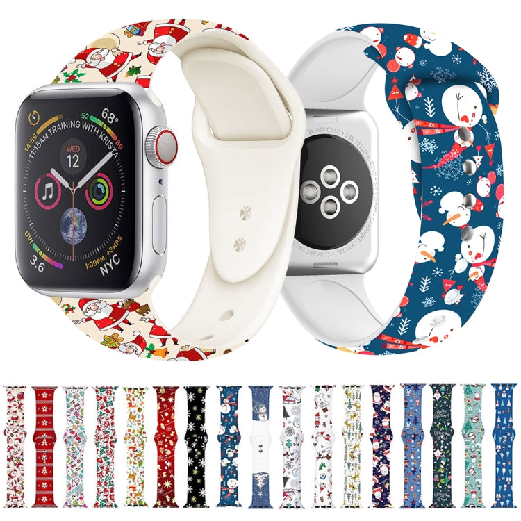 For Apple Watch 46mm / 49mm / 45mm / 44mm Christmas Pattern Silicone Watch Band(Sakura Red) - free shipping - PMc TechLife - Order now!