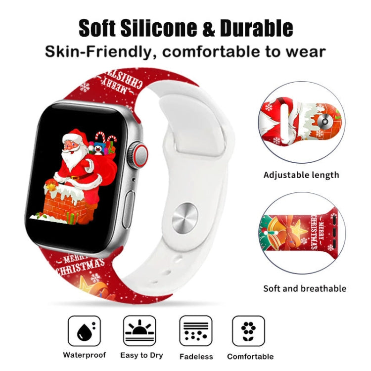 For Apple Watch 46mm / 49mm / 45mm / 44mm Christmas Pattern Reverse Buckle Silicone Watch Band(Birds) - free shipping - PMc TechLife - Order now!