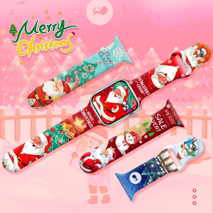 For Apple Watch 46mm / 49mm / 45mm / 44mm Christmas Pattern Reverse Buckle Silicone Watch Band(Deers) - free shipping - PMc TechLife - Order now!