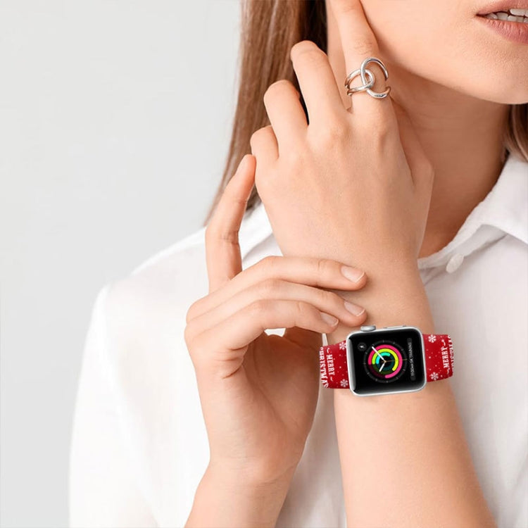 For Apple Watch 42mm / 41mm / 40mm / 38mm Christmas Pattern Reverse Buckle Silicone Watch Band(Birds) - free shipping - PMc TechLife - Order now!