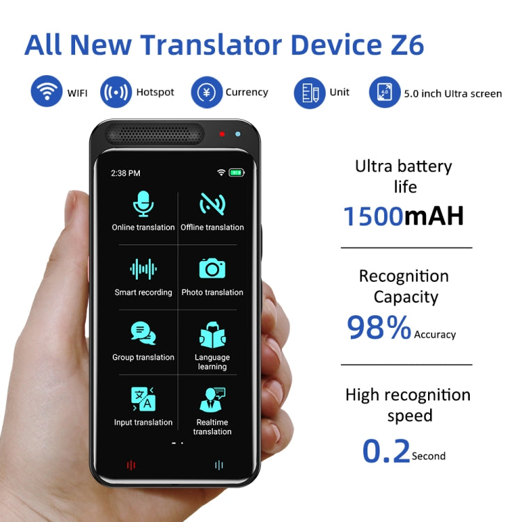 VORMOR Z6 5.0 inch HD Touch Screen Smart AI Translator 139 Languages with Offline Translation / Photo Translation -  by PMC TechLife | Online Shopping South Africa | PMC TechLife | Buy Now Pay Later Mobicred