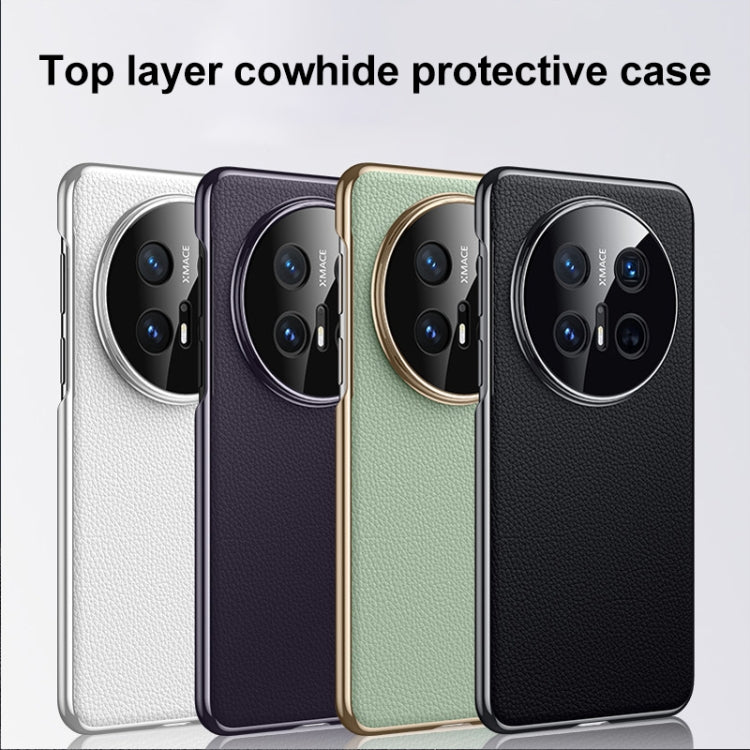 For Huawei Mate 70 Genuine Leather PC Phone Case(Orange) - Huawei Cases by PMC TechLife | Online Shopping South Africa | PMC TechLife | Buy Now Pay Later Mobicred