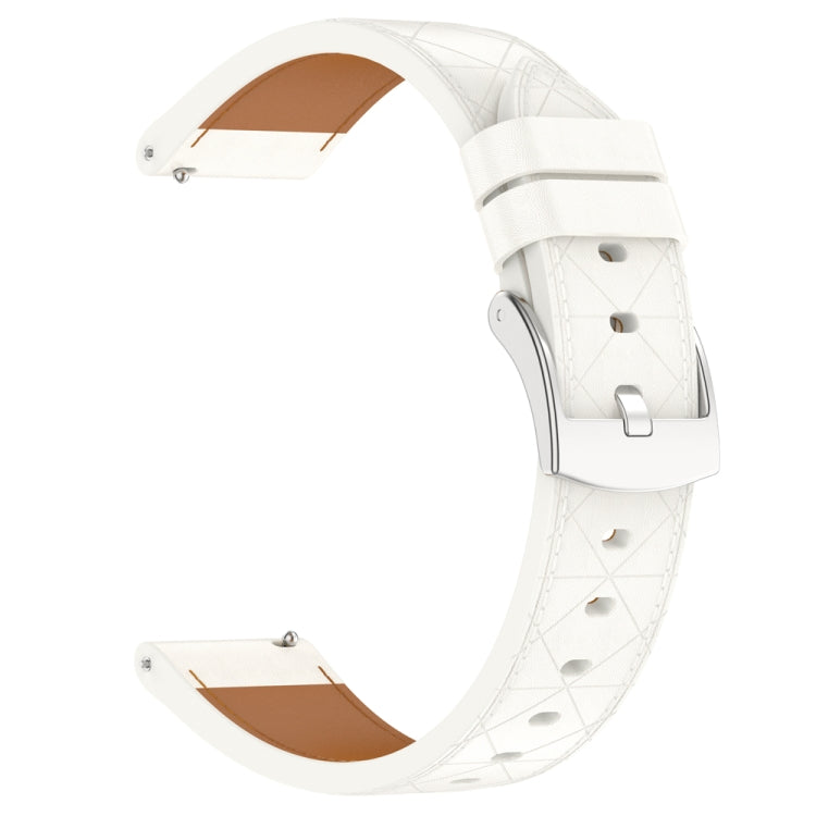 18mm Square Leather Silver Buckle Watch Band(White) - 18mm Bands by PMc TechLife | Online Shopping South Africa | PMc TechLife | Buy Now Pay Later Mobicred