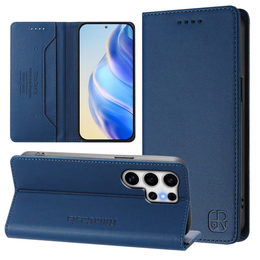 For Samsung Galaxy S25 Ultra 5G RC01 Dual-Folded Magnetic Suction RFID Leather Phone Case(Dark Blue) - Galaxy S25 Ultra 5G Cases by PMC Jewellery | Online Shopping South Africa | PMC Jewellery | Buy Now Pay Later Mobicred