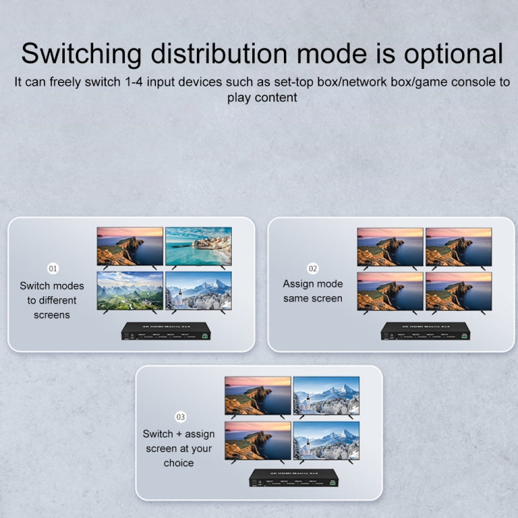 Measy MT4324 4K 30Hz 2 In 4 Out HDMI Matrix Switch Support Seamless Switching, US Plug(Black) - free shipping - PMC TechLife - Order now!