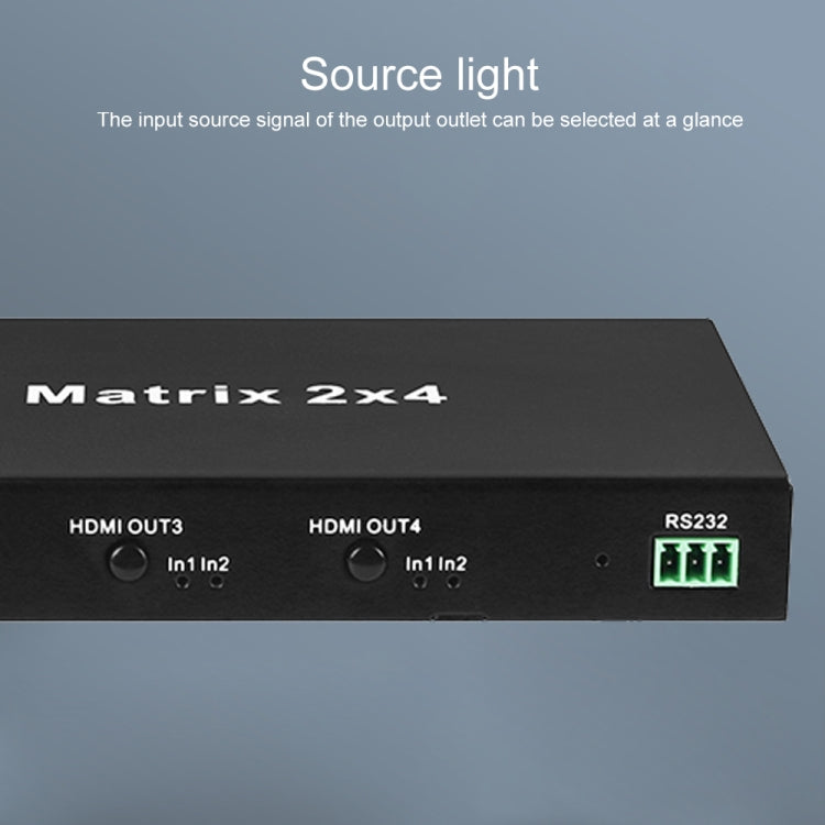 Measy MT4324 4K 30Hz 2 In 4 Out HDMI Matrix Switch Support Seamless Switching, EU Plug(Black) - free shipping - PMC TechLife - Order now!