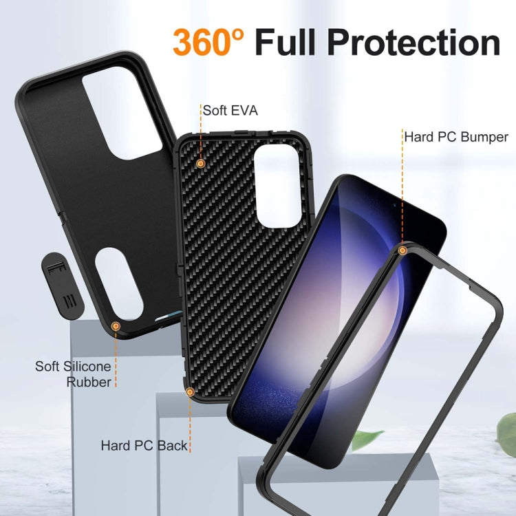 For Samsung Galaxy S24 / S25 5G Rugged PC Hybrid Silicone Phone Case with Holder(Black) - Galaxy S25 5G Cases by PMC Jewellery | Online Shopping South Africa | PMC Jewellery | Buy Now Pay Later Mobicred