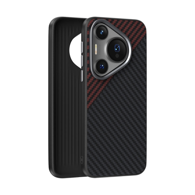 For Huawei Pura 70 ABEEL C Carbon Fiber Series 6D Micro Relief MagSafe Phone Case(Black Red) - Huawei Cases by PMC Jewellery | Online Shopping South Africa | PMC Jewellery | Buy Now Pay Later Mobicred