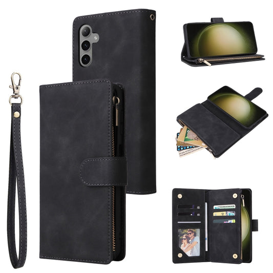 For Samsung Galaxy S25+ 5G Multifunctional Frosted Zipper Wallet Leather Phone Case(Black) - Galaxy S25+ 5G Cases by PMC Jewellery | Online Shopping South Africa | PMC Jewellery | Buy Now Pay Later Mobicred