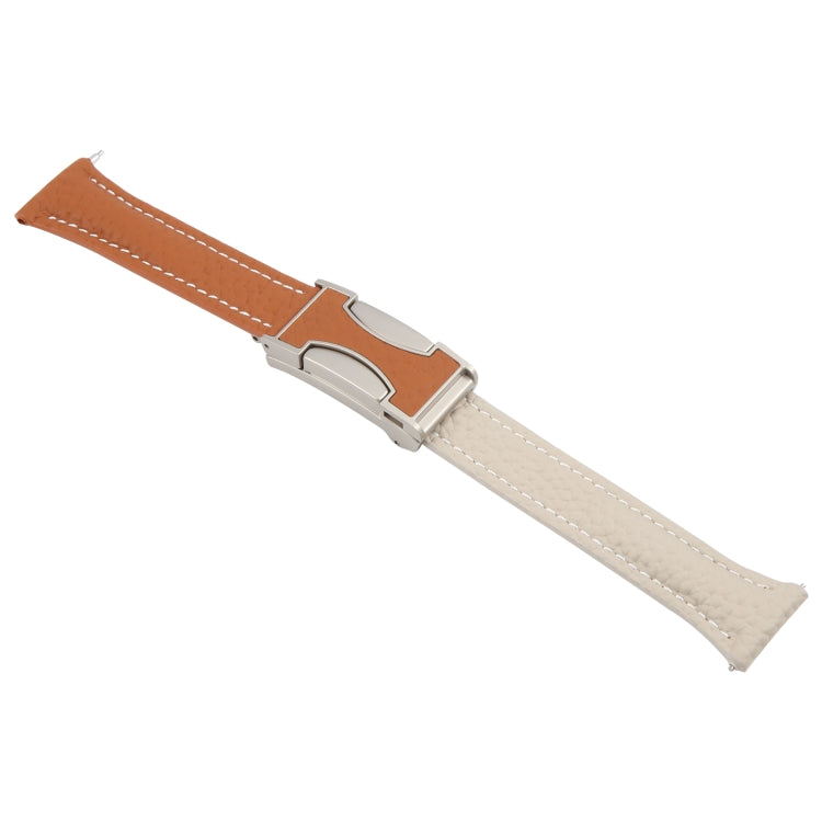 20mm Universal Slim Magnetic Buckle Genuine Leather Watch Band(Brown Light Grey) - free shipping - PMc TechLife - Order now!