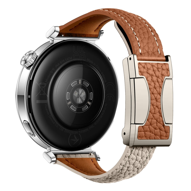 22mm Universal Slim Magnetic Buckle Genuine Leather Watch Band(Brown Light Grey) - free shipping - PMc TechLife - Order now!