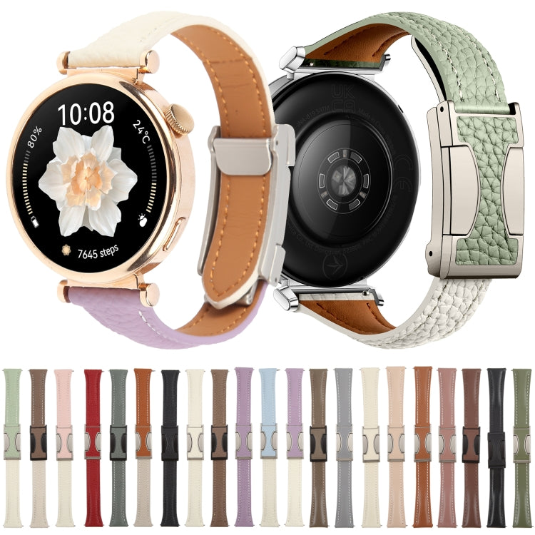 22mm Universal Slim Magnetic Buckle Genuine Leather Watch Band(Beige) - free shipping - PMc TechLife - Order now!
