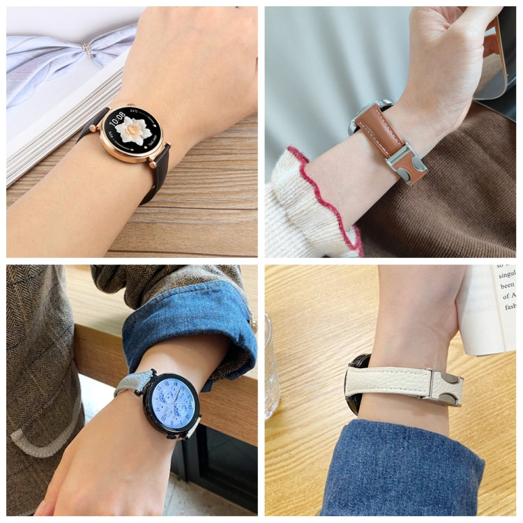 18mm Universal Slim Magnetic Buckle Genuine Leather Watch Band(Plain Weave Brown) - free shipping - PMc TechLife - Order now!