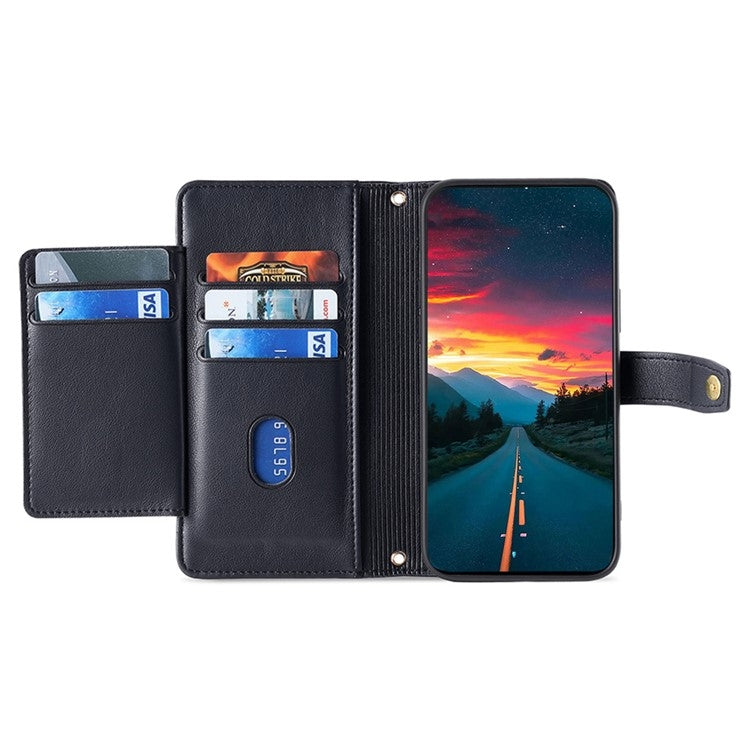 For Fujitsu Arrows We2 Sheep Texture Cross-body Zipper Wallet Leather Phone Case(Black) - More Brand by PMC TechLife | Online Shopping South Africa | PMC TechLife | Buy Now Pay Later Mobicred