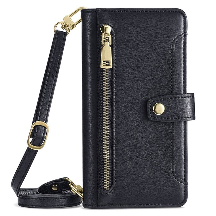 For Fujitsu Arrows We2 Plus Sheep Texture Cross-body Zipper Wallet Leather Phone Case(Black) - free shipping - PMC TechLife - Order now!