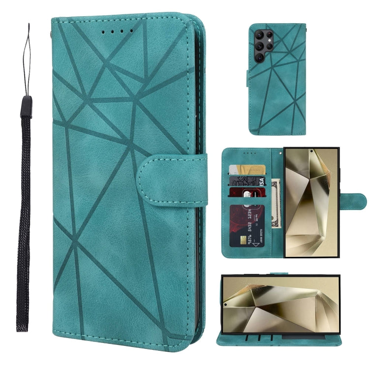 For Samsung Galaxy S25 Ultra 5G Skin Feel Geometric Lines Leather Phone Case(Green) - Galaxy S25 Ultra 5G Cases by PMC Jewellery | Online Shopping South Africa | PMC Jewellery | Buy Now Pay Later Mobicred