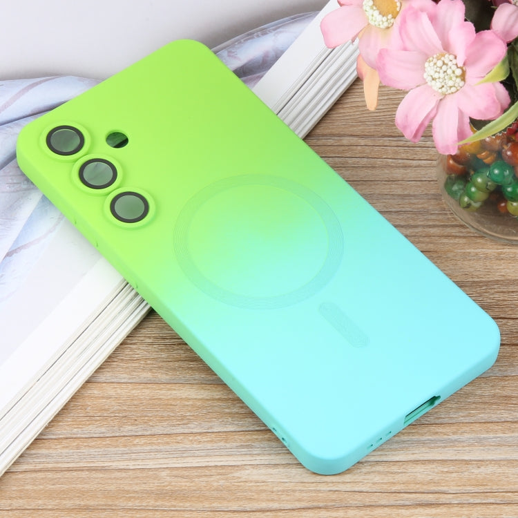 For Samsung Galaxy S25 5G Liquid TPU Silicone Gradient MagSafe Phone Case(Cyan Blue) - Galaxy S25 5G Cases by PMC TechLife | Online Shopping South Africa | PMC TechLife | Buy Now Pay Later Mobicred