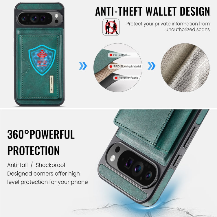 For Google Pixel 9 Pro XL DG.MING M6 Series RFID Tri-fold Card Bag Removable Leather Phone Case(Green) - Google Cases by DG.MING | Online Shopping South Africa | PMC TechLife | Buy Now Pay Later Mobicred