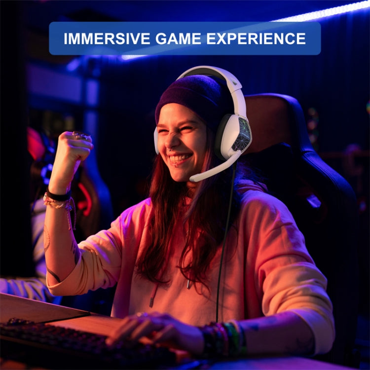 KOTION EACH G6000 On-Ear Gaming Headset with Mic, Length: About 2.1m(Black White) - Multimedia Headset by KOTION EACH | Online Shopping South Africa | PMC TechLife | Buy Now Pay Later Mobicred