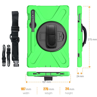 For Samsung Galaxy Tab S9 / Galaxy Tab S8 / Galaxy Tab S7 (2020) T870 Shockproof Colorful Silicone + PC Protective Case with Holder & Shoulder Strap & Hand Strap & Pen Slot(Green) - Galaxy Tab S8 Cases by PMC Jewellery | Online Shopping South Africa | PMC Jewellery | Buy Now Pay Later Mobicred