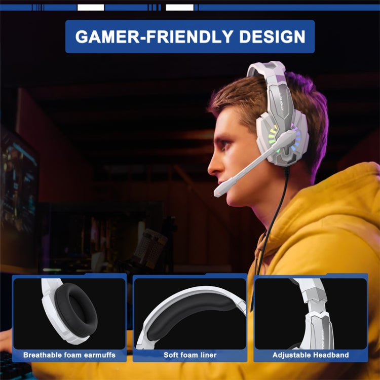 KOTION EACH G9000 Plus On-Ear Gaming Headset with Mic, Length: About 2.1m(Black White) - free shipping - PMC TechLife - Order now!