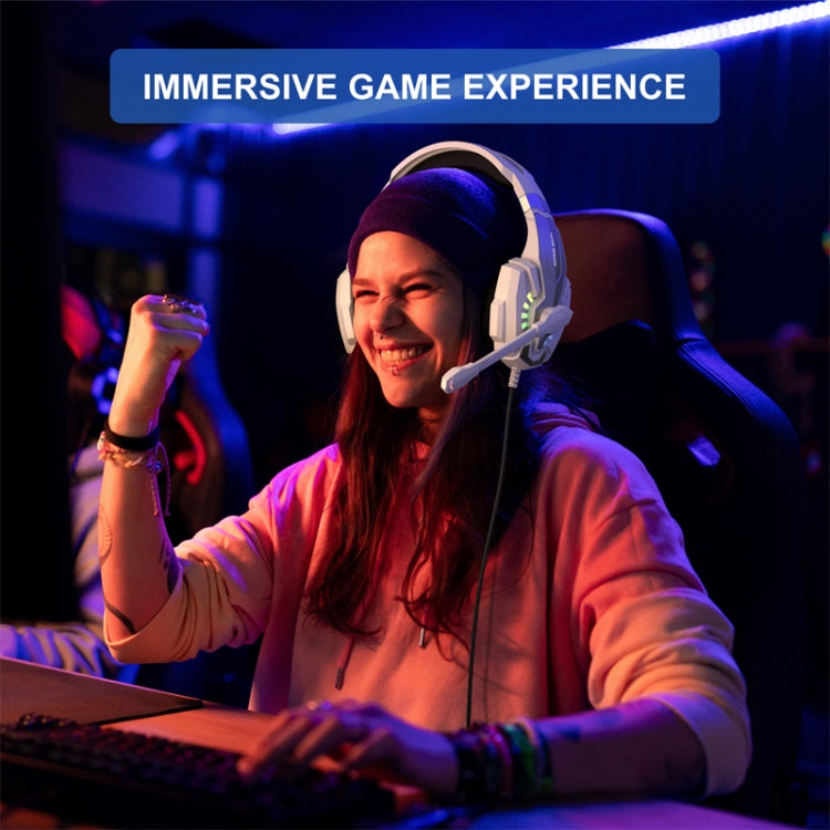 KOTION EACH G9000 Plus On-Ear Gaming Headset with Mic, Length: About 2.1m(Black White) - free shipping - PMC TechLife - Order now!
