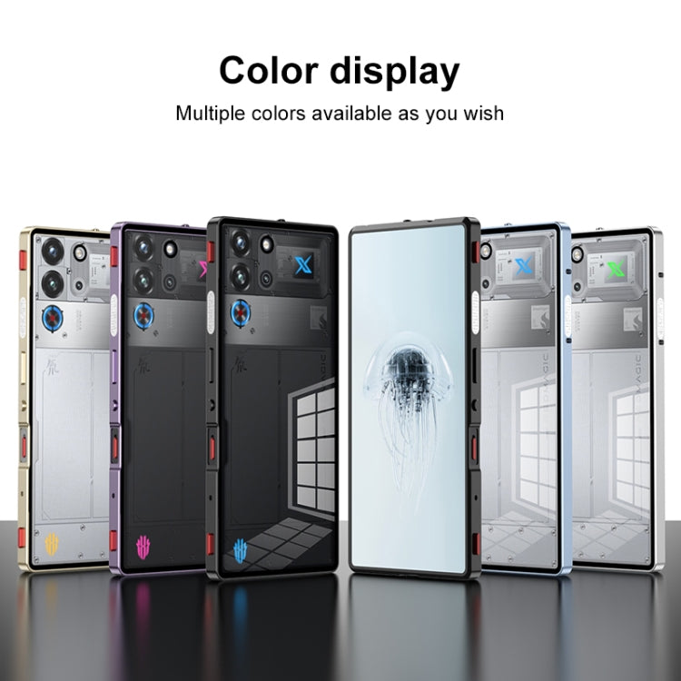 For ZTE nubia Red Magic 10 Pro / 10 Pro+ Snap Buckle Metal Frame Glass Back Panel Phone Case(Sierra Blue) - ZTE Cases by PMC TechLife | Online Shopping South Africa | PMC TechLife | Buy Now Pay Later Mobicred