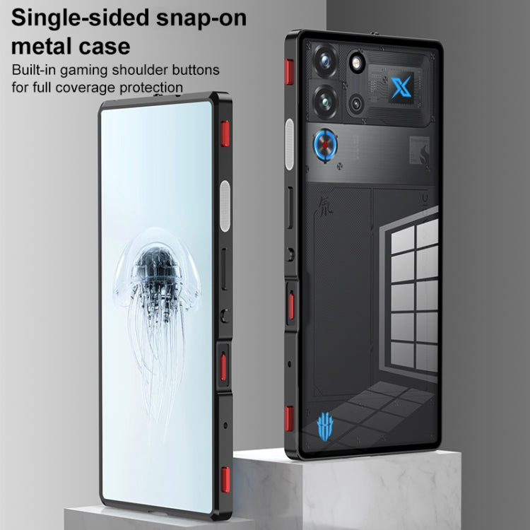 For ZTE nubia Red Magic 10 Pro / 10 Pro+ Snap Buckle Metal Frame Glass Back Panel Phone Case(Sierra Blue) - ZTE Cases by PMC TechLife | Online Shopping South Africa | PMC TechLife | Buy Now Pay Later Mobicred