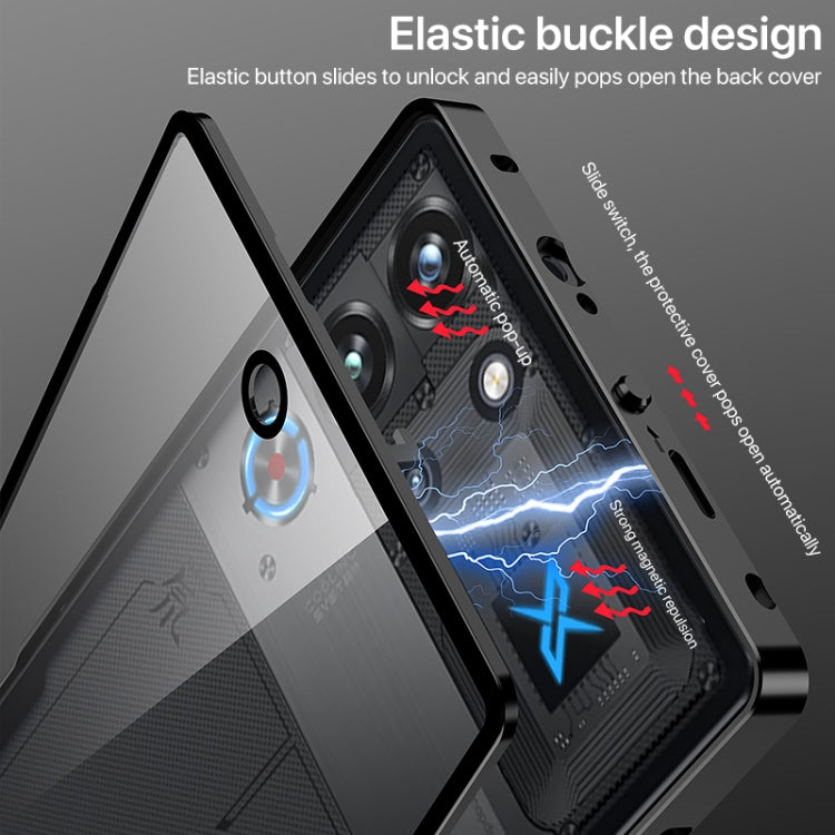 For ZTE nubia Red Magic 10 Pro / 10 Pro+ Snap Buckle Metal Frame Glass Back Panel Phone Case(Sierra Blue) - ZTE Cases by PMC TechLife | Online Shopping South Africa | PMC TechLife | Buy Now Pay Later Mobicred