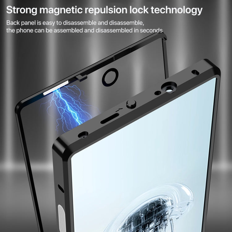 For ZTE nubia Red Magic 10 Pro / 10 Pro+ Snap Buckle Metal Frame Glass Back Panel Phone Case(Sierra Blue) - ZTE Cases by PMC TechLife | Online Shopping South Africa | PMC TechLife | Buy Now Pay Later Mobicred