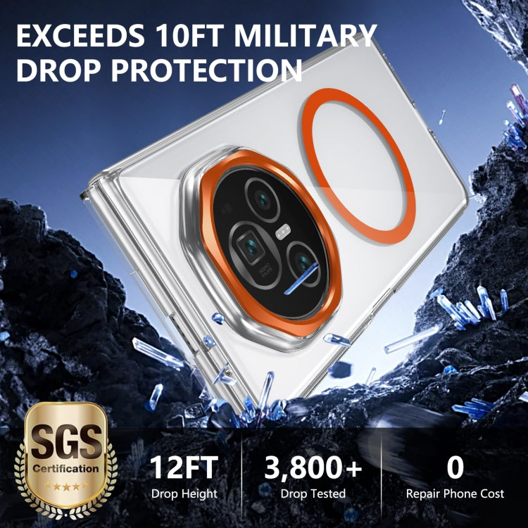 For Honor Magic V3 lce Folding Series MagSafe Integrated Clear PC Phone Case(Orange) - Honor Cases by PMC TechLife | Online Shopping South Africa | PMC TechLife | Buy Now Pay Later Mobicred