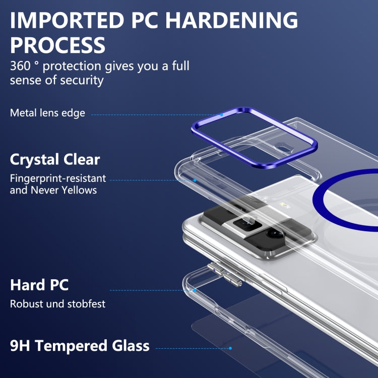 For Honor Magic Vs3 lce Folding Series MagSafe Integrated Clear PC Phone Case(Royal Blue) - Honor Cases by PMC TechLife | Online Shopping South Africa | PMC TechLife | Buy Now Pay Later Mobicred