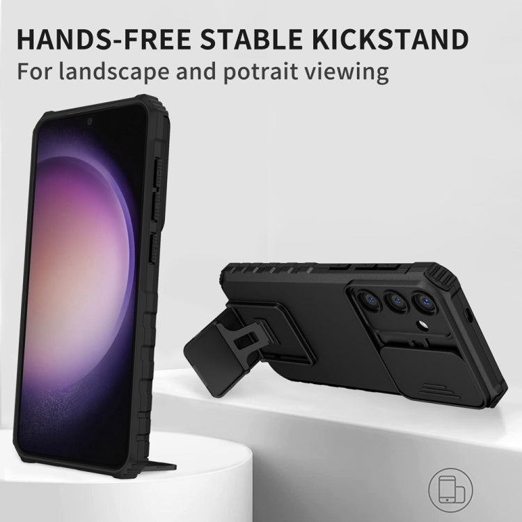 For Samsung Galaxy S25+ 5G Stereoscopic Holder Sliding Camshield Phone Case(Black) - Galaxy S25+ 5G Cases by PMC Jewellery | Online Shopping South Africa | PMC Jewellery | Buy Now Pay Later Mobicred