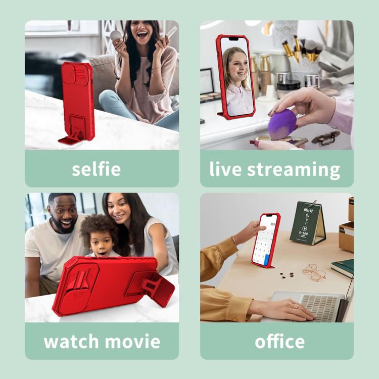For Samsung Galaxy S25 Ultra 5G Stereoscopic Holder Sliding Camshield Phone Case(Red) - Galaxy S25 Ultra 5G Cases by PMC Jewellery | Online Shopping South Africa | PMC Jewellery | Buy Now Pay Later Mobicred