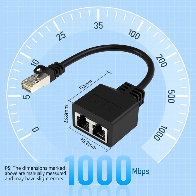 20cm Pair RJ45 CAT6 / CAT5 8 Pin Ethernet Cable Splitter 2 in 1 Network Extension Adapter(Black) - Lan Cable and Tools by PMC TechLife | Online Shopping South Africa | PMC TechLife | Buy Now Pay Later Mobicred