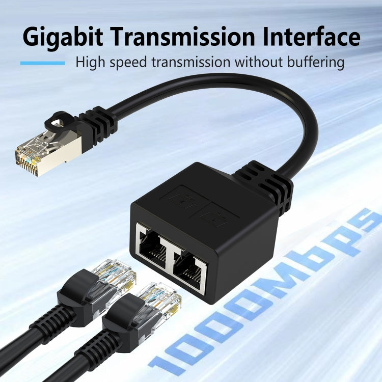 20cm Pair RJ45 CAT6 / CAT5 8 Pin Ethernet Cable Splitter 2 in 1 Network Extension Adapter(Black) - Lan Cable and Tools by PMC TechLife | Online Shopping South Africa | PMC TechLife | Buy Now Pay Later Mobicred
