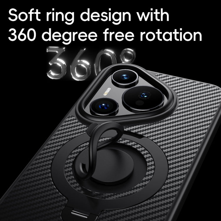 For Huawei Pura 70 Carbon Fiber MagSafe Phone Case with 360 Degree Rotating Holder(Black Grey) - Huawei Cases by PMC Jewellery | Online Shopping South Africa | PMC Jewellery | Buy Now Pay Later Mobicred