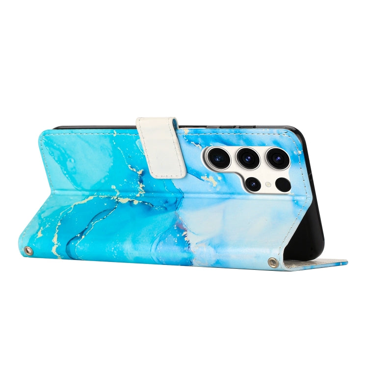 For Samsung Galaxy S25 Ultra 5G Painted Marble Pattern Leather Phone Case(Blue Green) - Galaxy S25 Ultra 5G Cases by PMC Jewellery | Online Shopping South Africa | PMC Jewellery | Buy Now Pay Later Mobicred