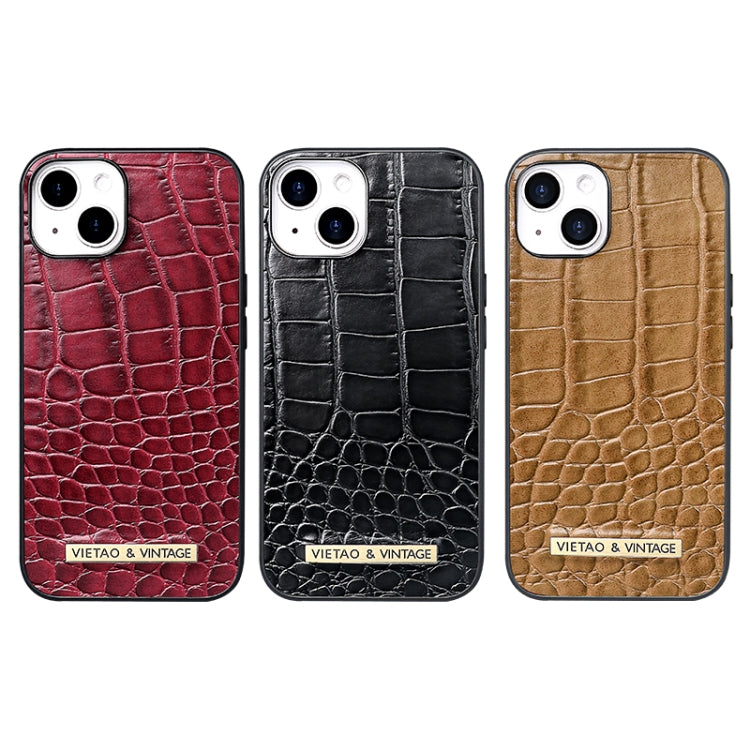 For iPhone 16 VIETAO Alligator Texture PU Phone Case(Brown) - free shipping - PMC Jewellery - Order now!