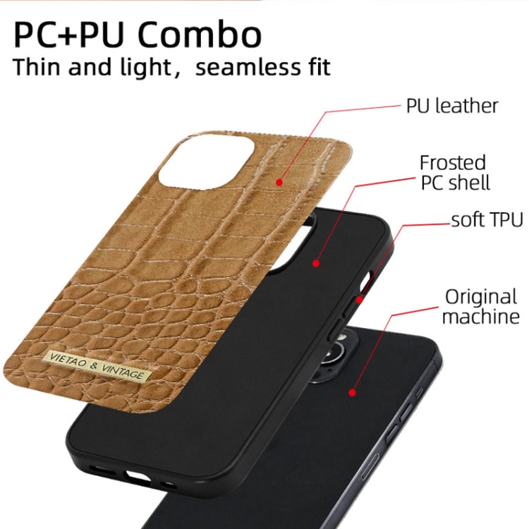 For iPhone 16 Pro VIETAO Alligator Texture PU Phone Case(Brown) - free shipping - PMC Jewellery - Order now!