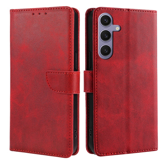 For Samsung Galaxy S25 Ultra 5G Calf Texture Buckle Flip Leather Phone Case(Red) - Galaxy S25 Ultra 5G Cases by PMC Jewellery | Online Shopping South Africa | PMC Jewellery | Buy Now Pay Later Mobicred