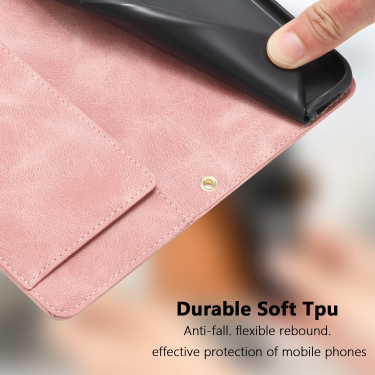 For iPhone 16e Tulips Embossed Leather Phone Case with Lanyard(Pink) - iPhone 16e Cases by PMC TechLife | Online Shopping South Africa | PMC TechLife | Buy Now Pay Later Mobicred