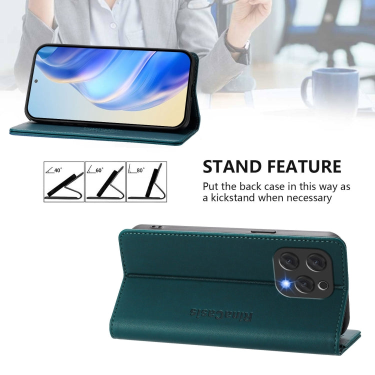 For DOOGEE N55 Plus RC01 Dual-Folded Magnetic Suction RFID Leather Phone Case(Dark Green) - Doogee Cases by PMC TechLife | Online Shopping South Africa | PMC TechLife | Buy Now Pay Later Mobicred
