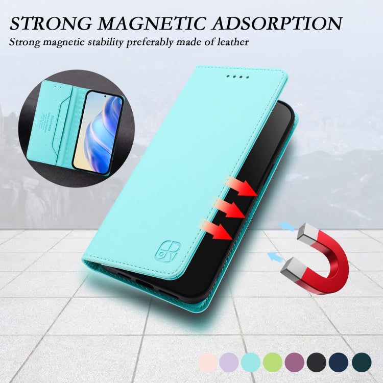 For Ulefone Note 14 RC01 Dual-Folded Magnetic Suction RFID Leather Phone Case(Mint Green) - Ulefone Cases by PMC TechLife | Online Shopping South Africa | PMC TechLife | Buy Now Pay Later Mobicred