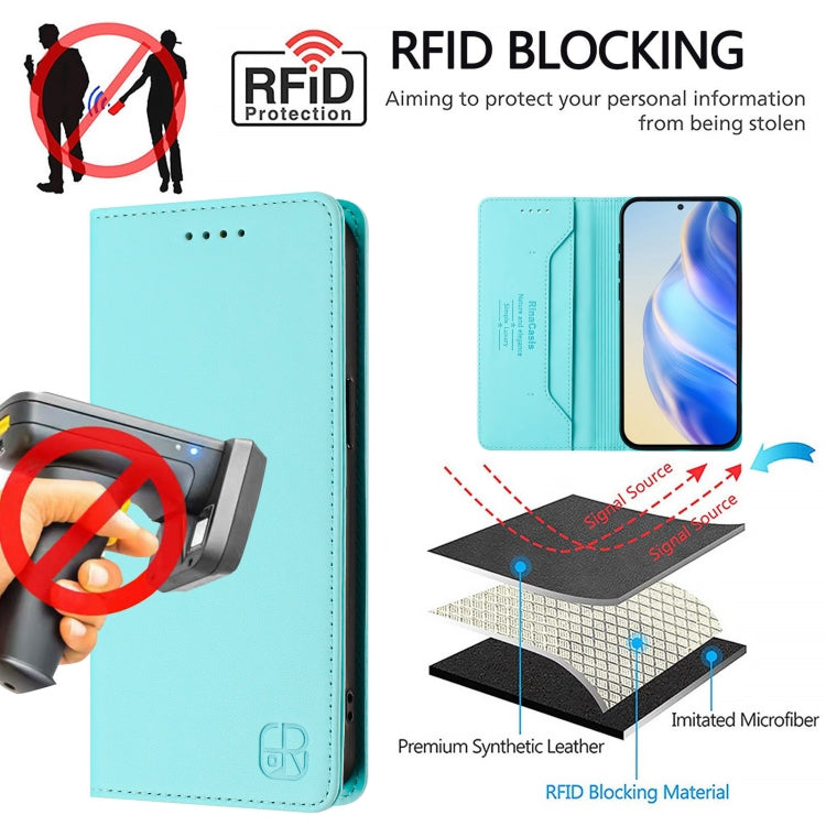 For Ulefone Note 20 Pro RC01 Dual-Folded Magnetic Suction RFID Leather Phone Case(Mint Green) - Ulefone Cases by PMC TechLife | Online Shopping South Africa | PMC TechLife | Buy Now Pay Later Mobicred