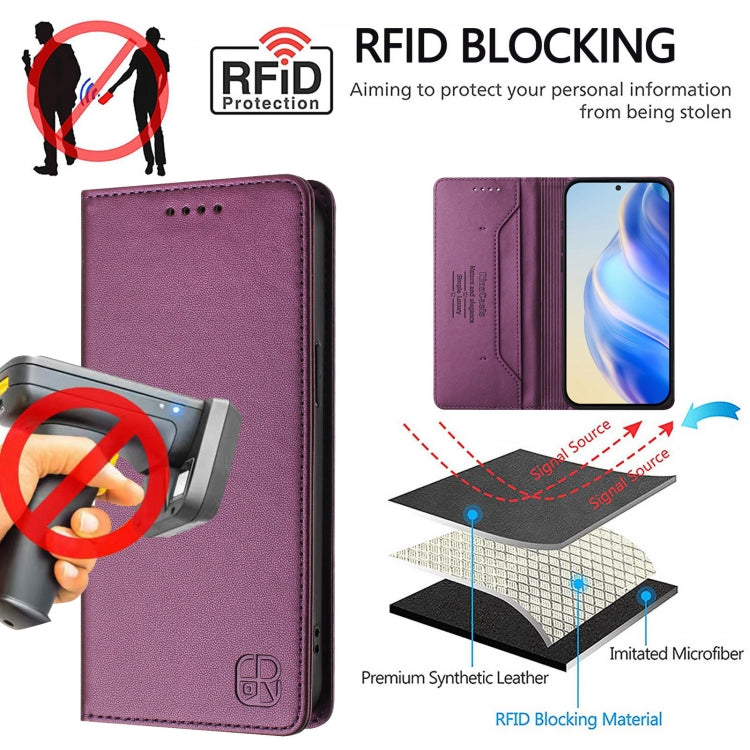 For Ulefone Note 20 Pro RC01 Dual-Folded Magnetic Suction RFID Leather Phone Case(Violet) - free shipping - PMC TechLife - Order now!