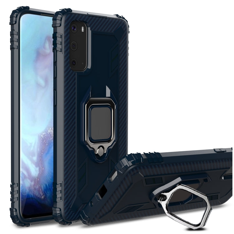 For Vivo iQOO 3 5G Carbon Fiber Protective Case with 360 Degree Rotating Ring Holder(Blue) - vivo Cases by PMC Jewellery | Online Shopping South Africa | PMC Jewellery
